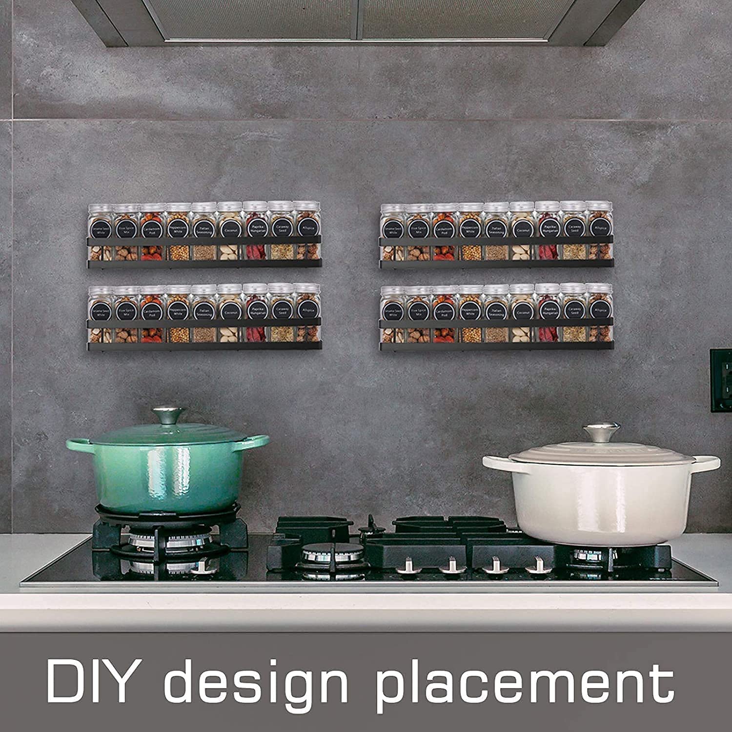 Craft Expertise Metal Spice Rack Organiser Wall Mounted, Hanging Seasoning Spice Rack Shelf Holder, Storage For Kitchen Cabinet